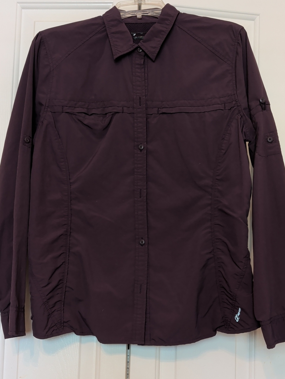 Eddie Bauer Sport Hiking Shirt Plum Size S Long Sleeve